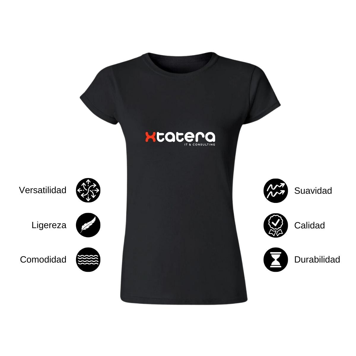 Playera Manga Corta Mujer Negro Personalizable Logo