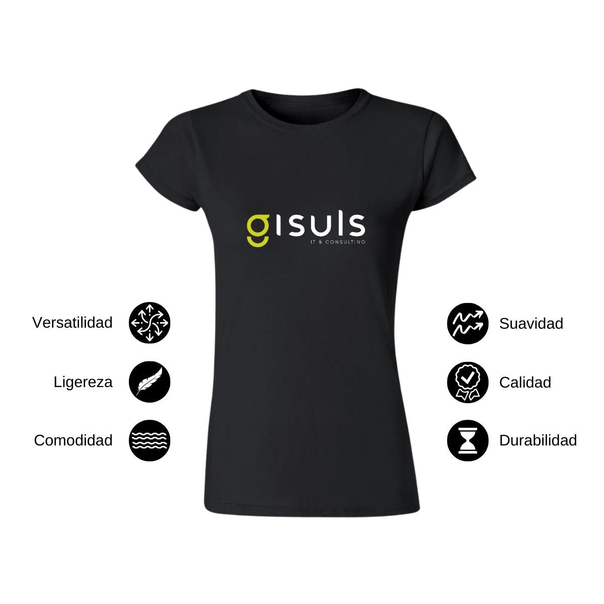Playera Manga Corta Mujer Negro Personalizable Logo