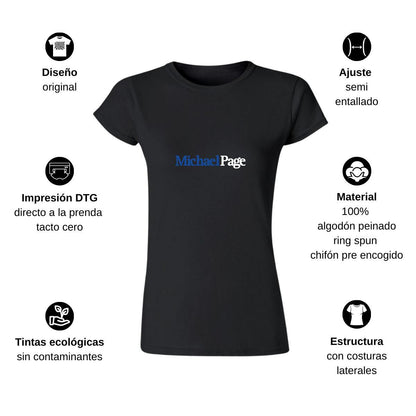 Playera Manga Corta Mujer Negro Personalizable Logo