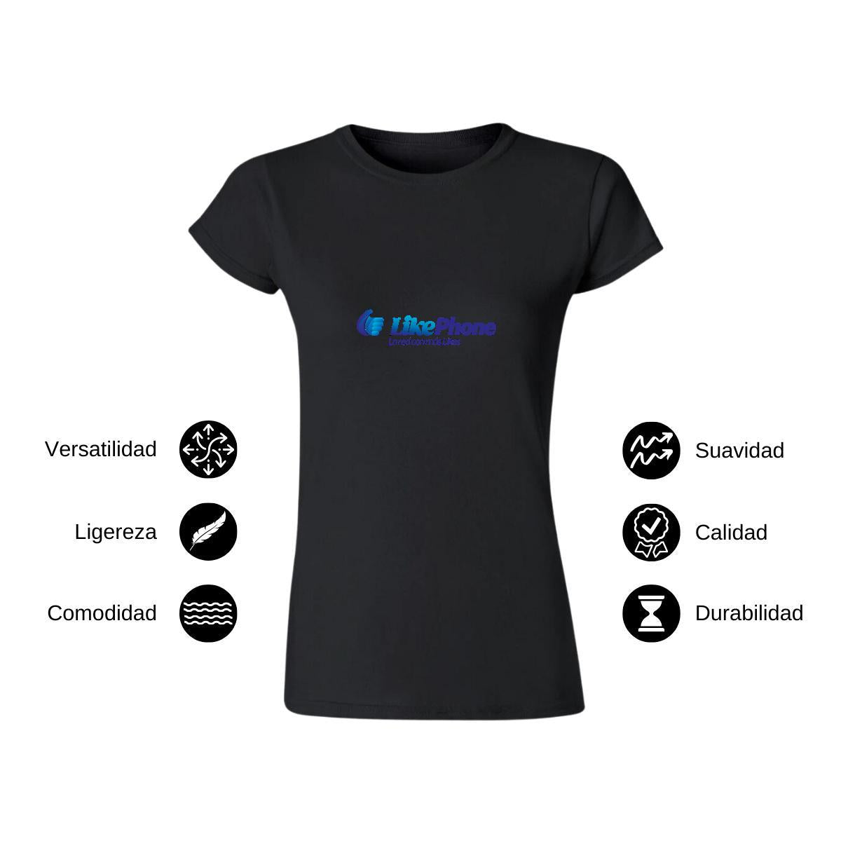 Playera Manga Corta Mujer Negro Personalizable Logo