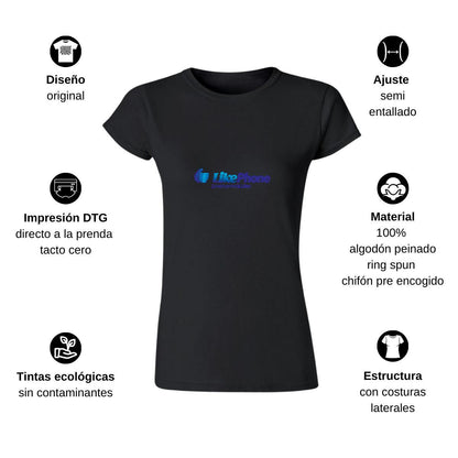 Playera Manga Corta Mujer Negro Personalizable Logo