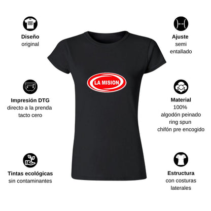 Playera Manga Corta Mujer Negro Personalizable Logo