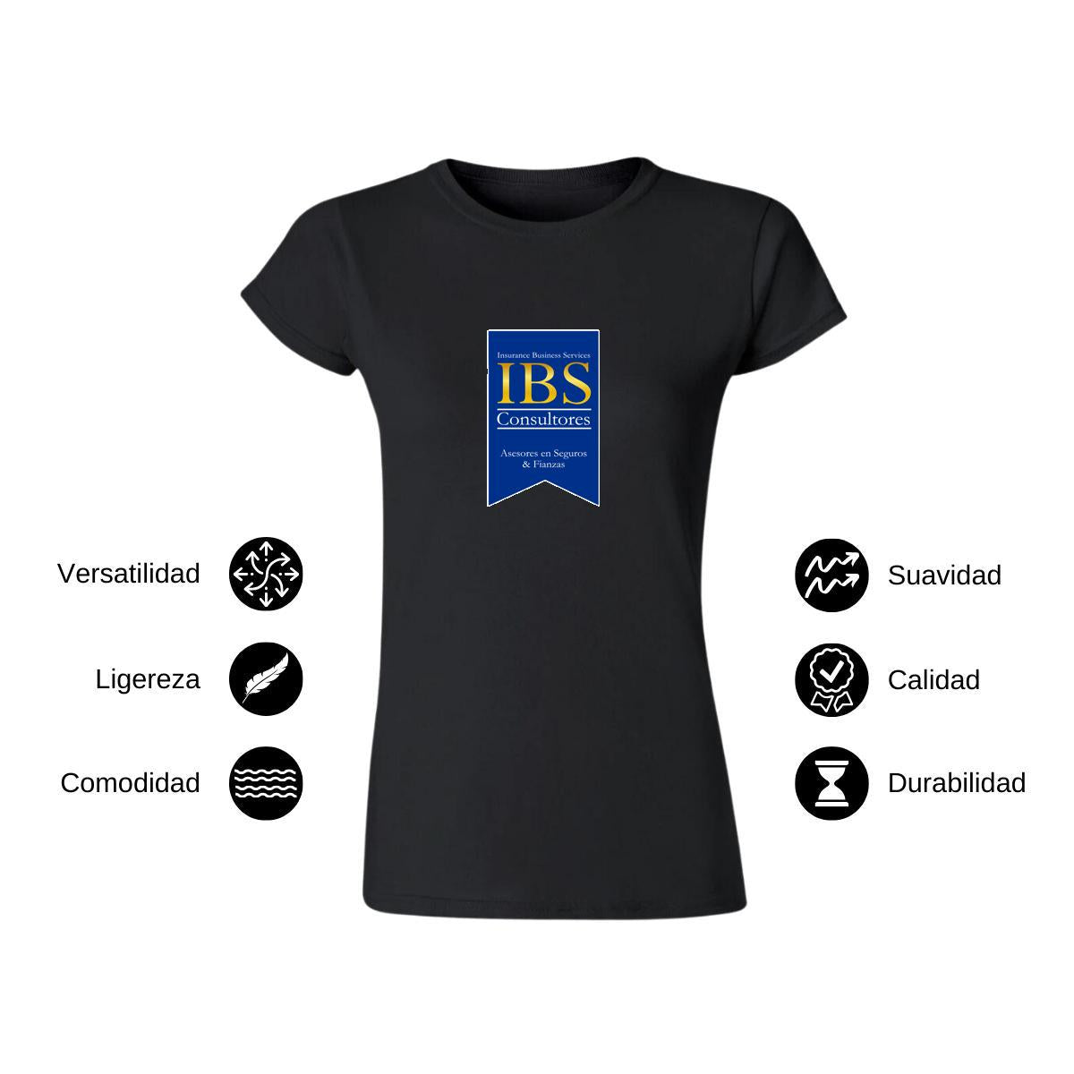 Playera Manga Corta Mujer Negro Personalizable Logo