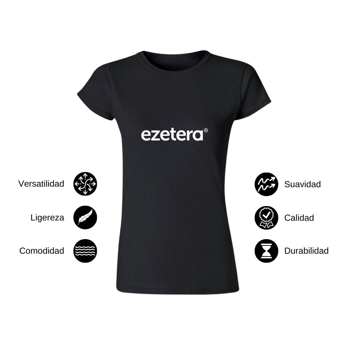 Playera Manga Corta Mujer Negro Personalizable Logo