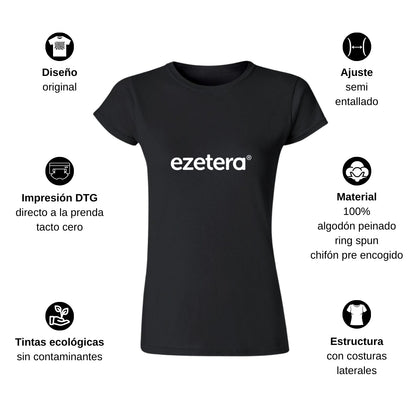 Playera Manga Corta Mujer Negro Personalizable Logo