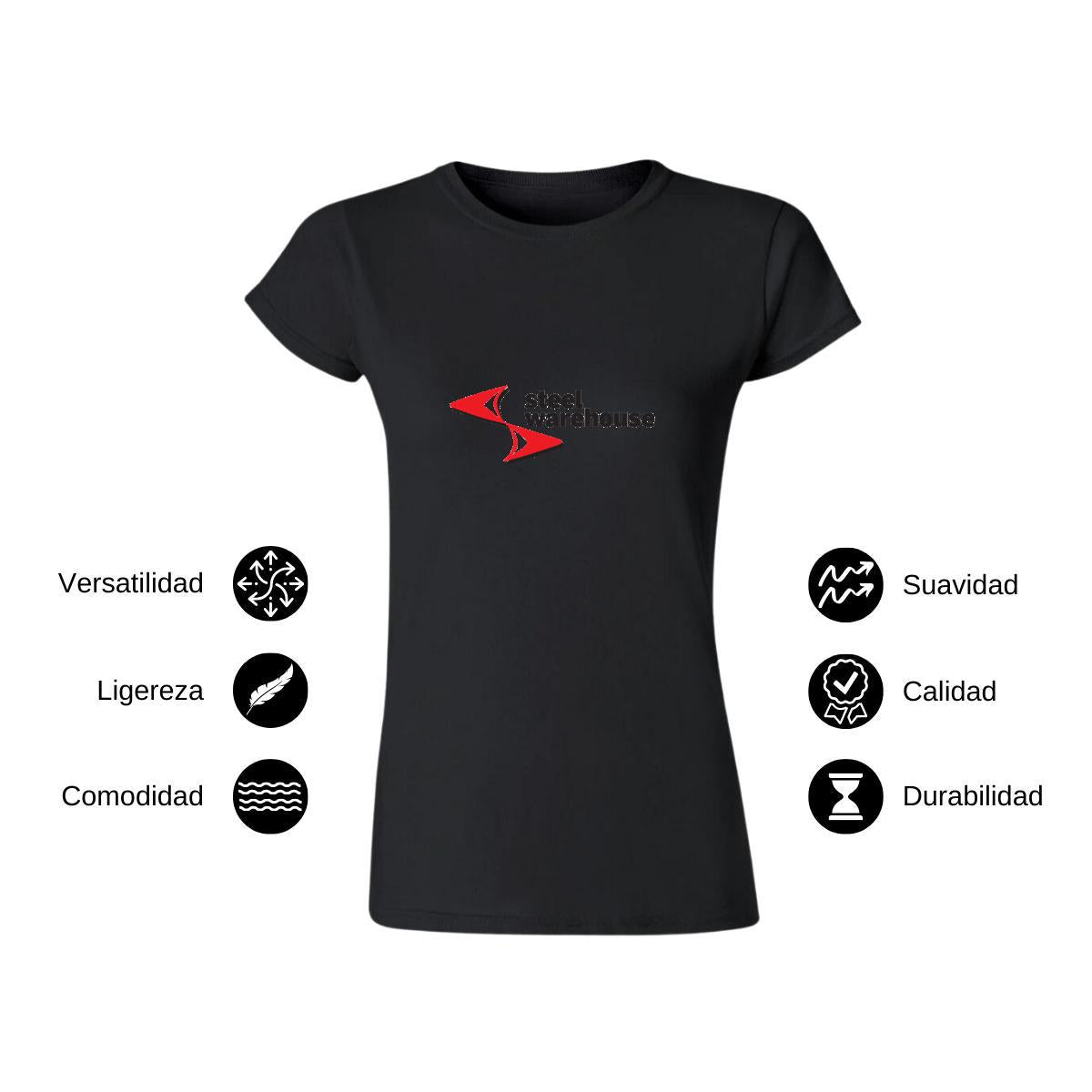Playera Manga Corta Mujer Negro Personalizable Logo
