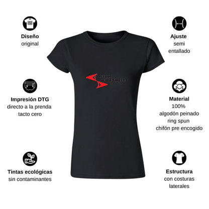 Playera Manga Corta Mujer Negro Personalizable Logo