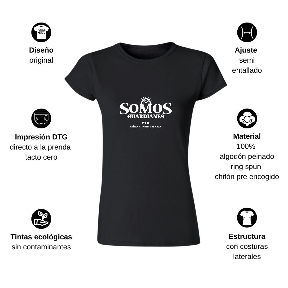 Playera Manga Corta Mujer Negro Personalizable Logo