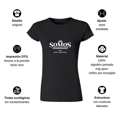 Playera Manga Corta Mujer Negro Personalizable Logo