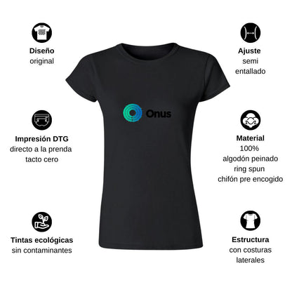 Playera Manga Corta Mujer Negro Personalizable Logo