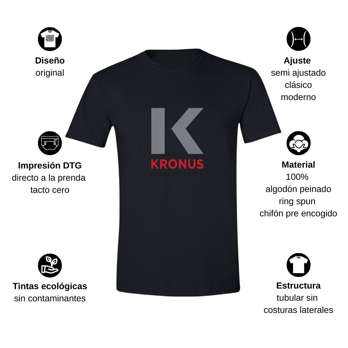 Playera Manga Corta Hombre Negro Personalizable Logo