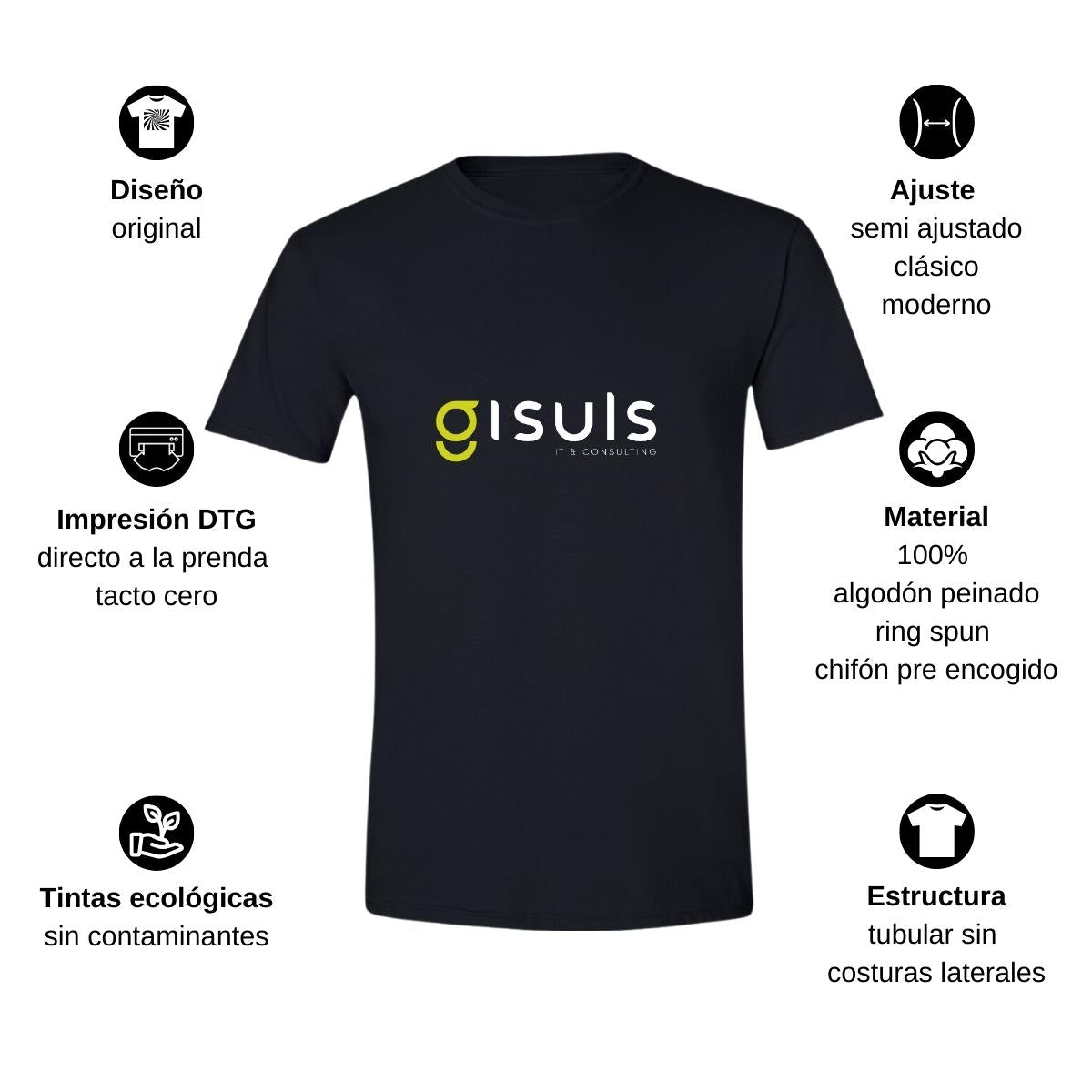 Playera Manga Corta Hombre Negro Personalizable Logo