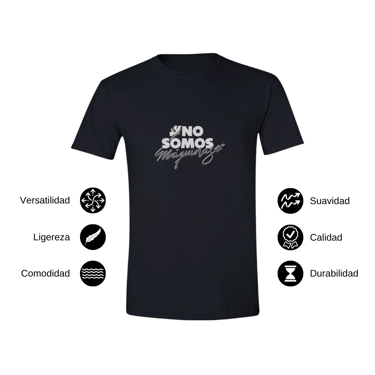 Playera Manga Corta Hombre Negro Personalizable Logo #NoSomosMaquinas