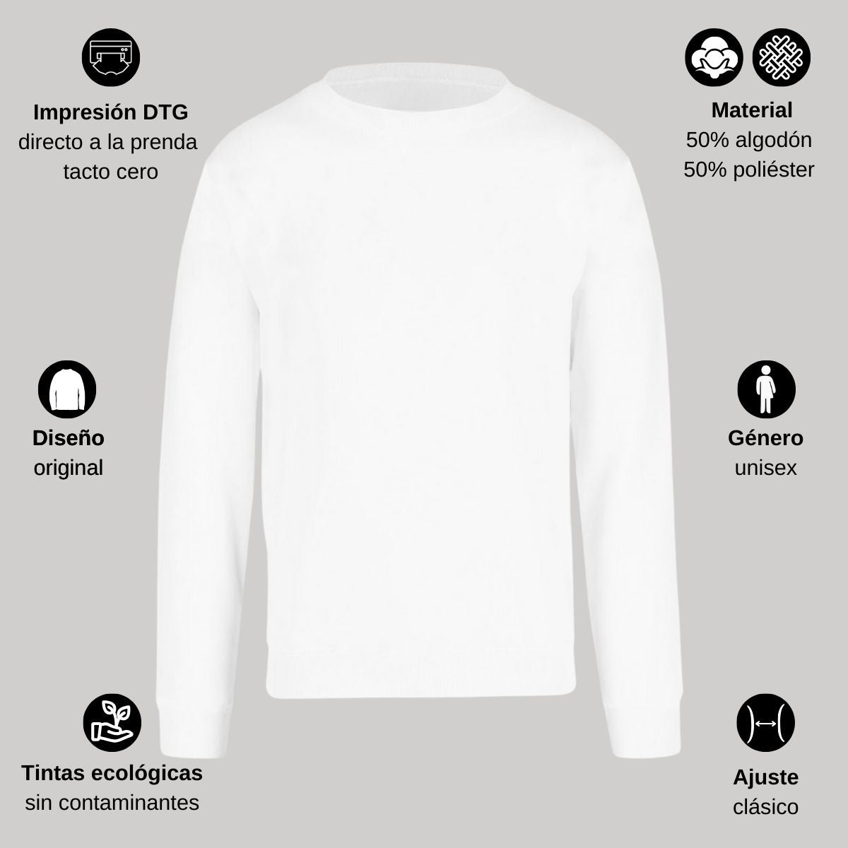 Sudadera Unisex Blanco Personalizable Escudo