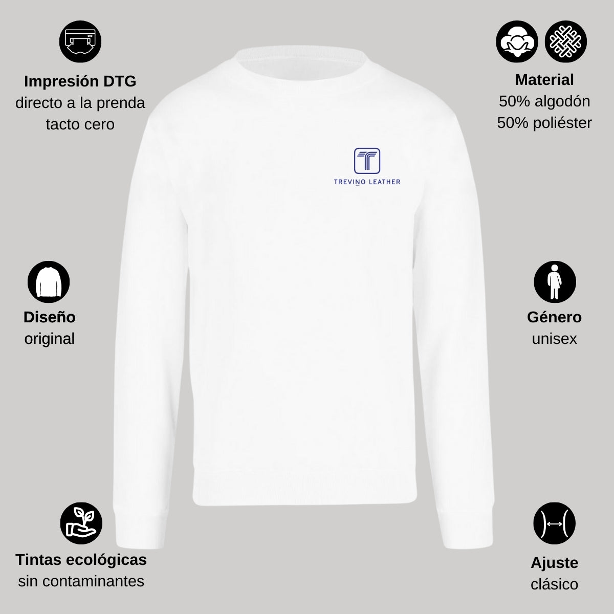 Sudadera Unisex Blanco Personalizable Escudo