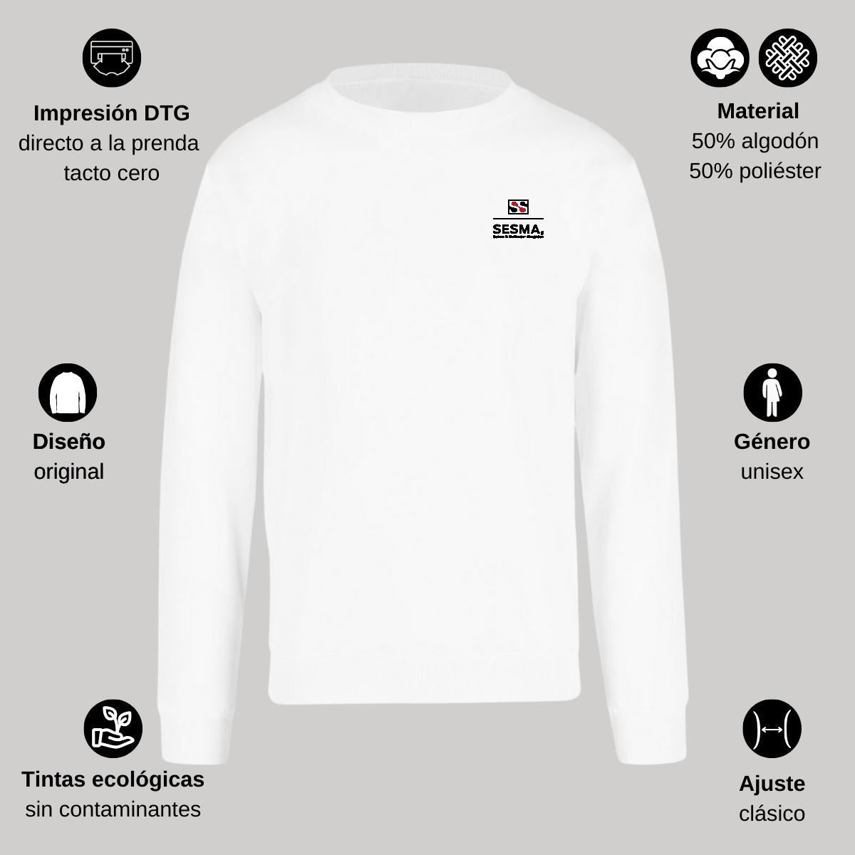 Sudadera Unisex Blanco Personalizable Escudo