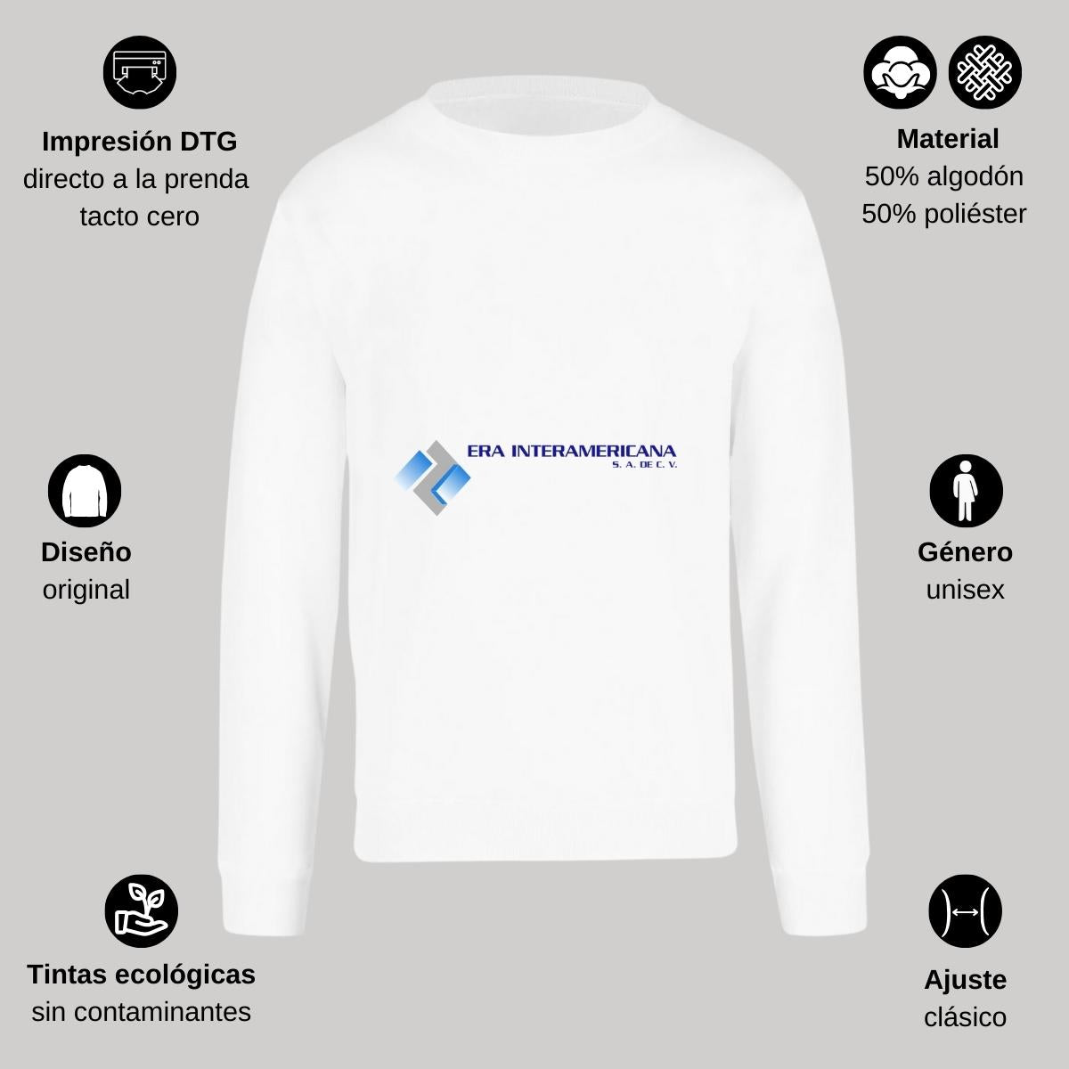Sudadera Unisex Blanco Personalizable Logo