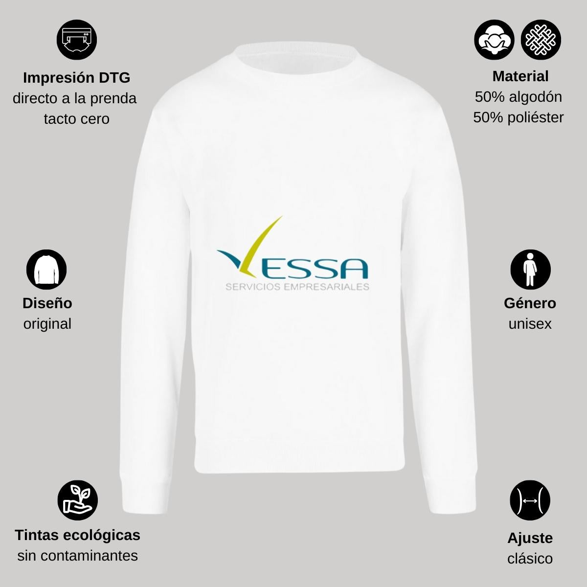 Sudadera Unisex Blanco Personalizable Logo