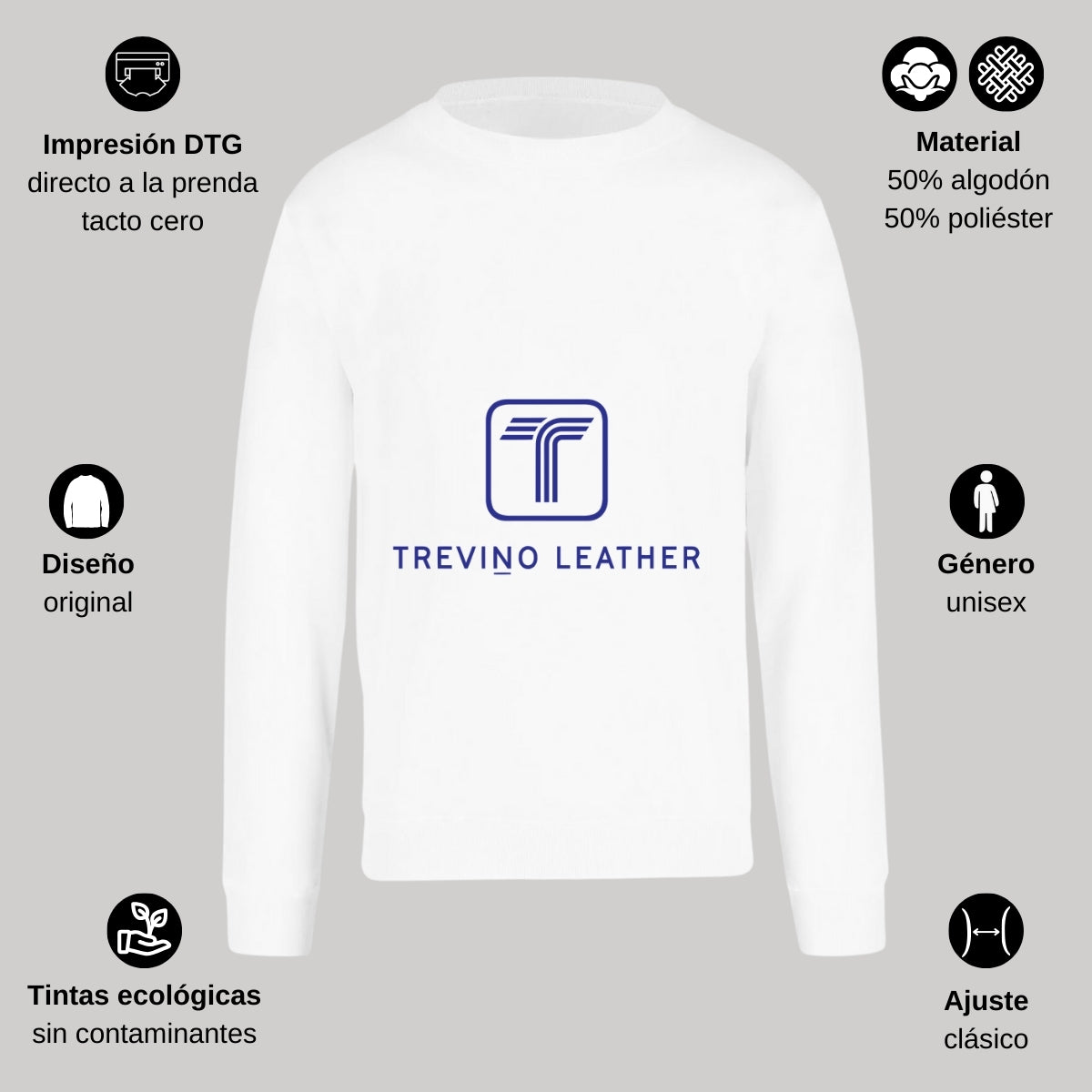 Sudadera Unisex Blanco Personalizable Logo