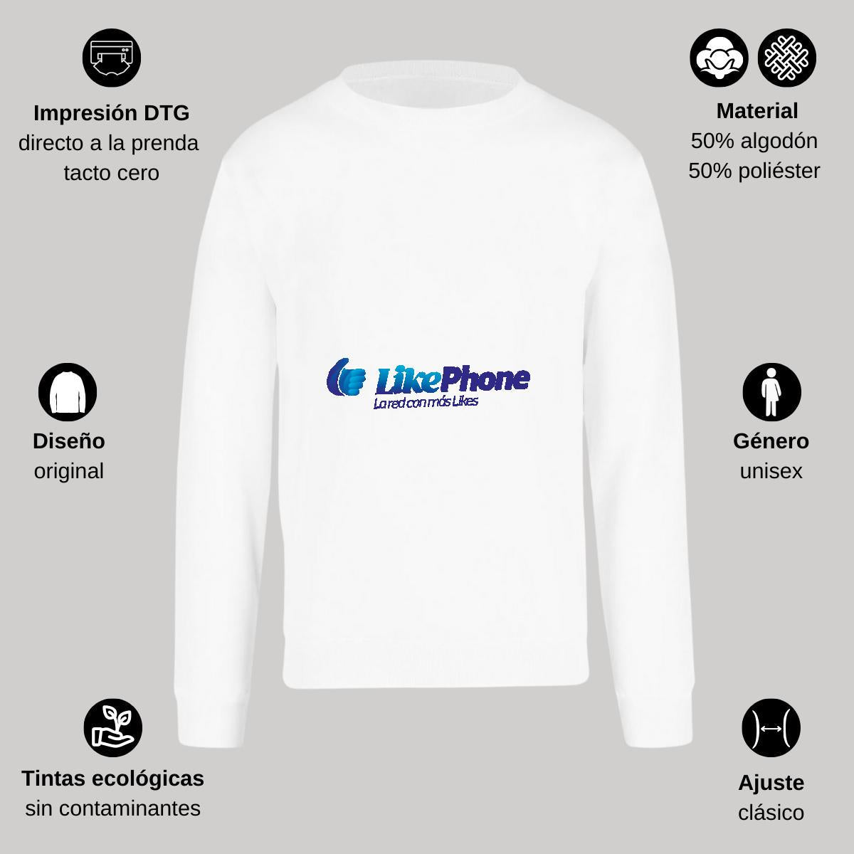 Sudadera Unisex Blanco Personalizable Logo