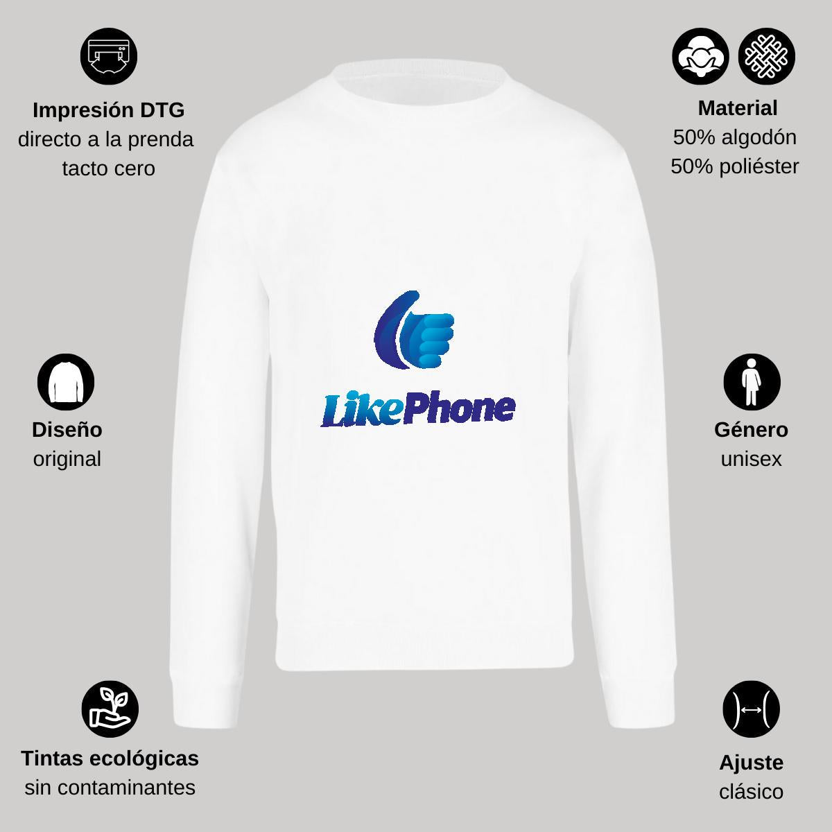 Sudadera Unisex Blanco Personalizable Logo