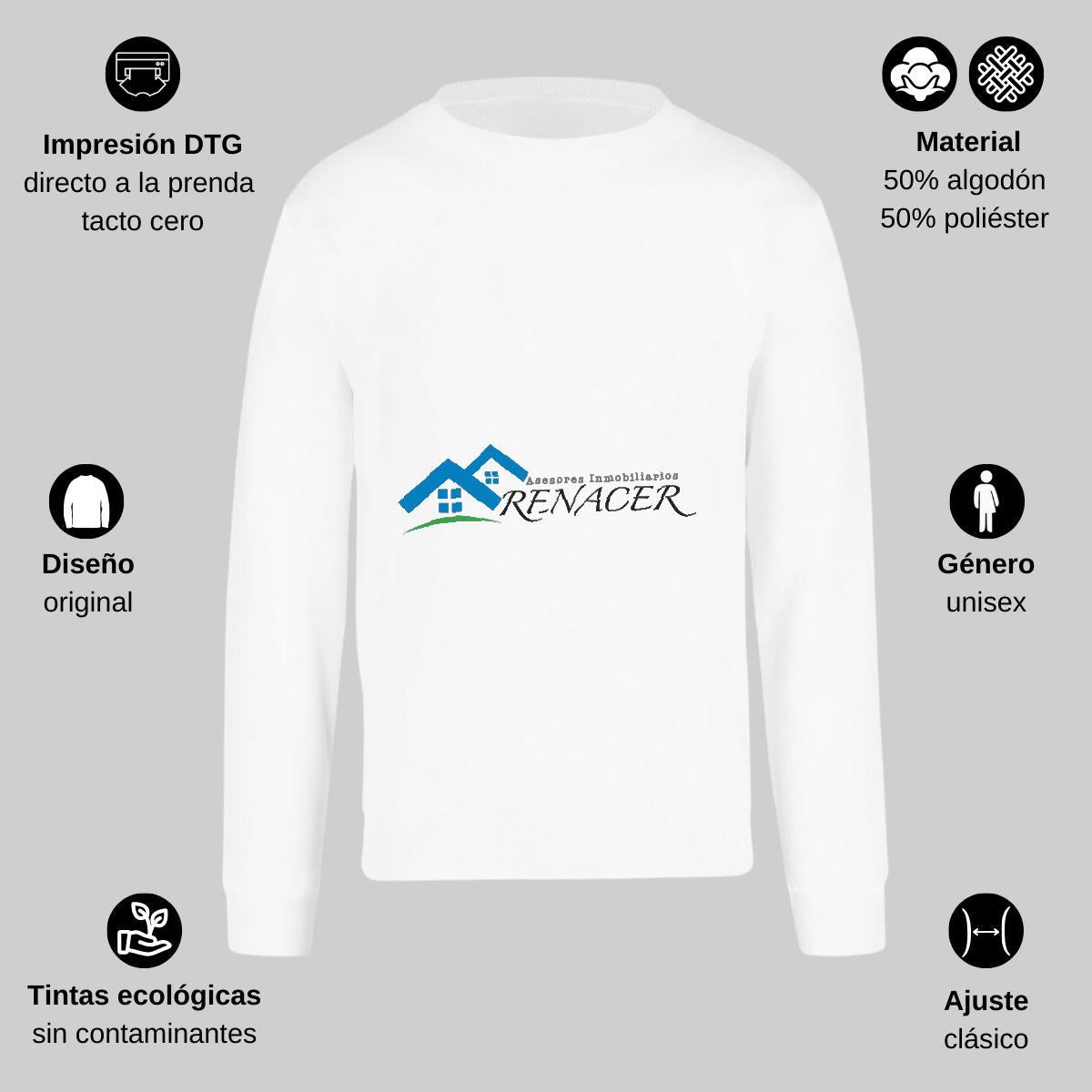 Sudadera Unisex Blanco Personalizable Logo