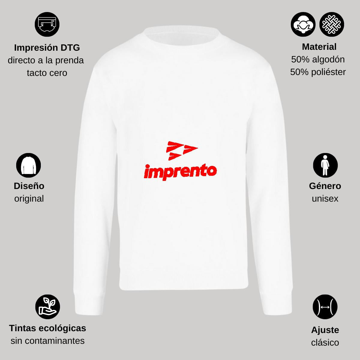 Sudadera Unisex Blanco Personalizable Logo
