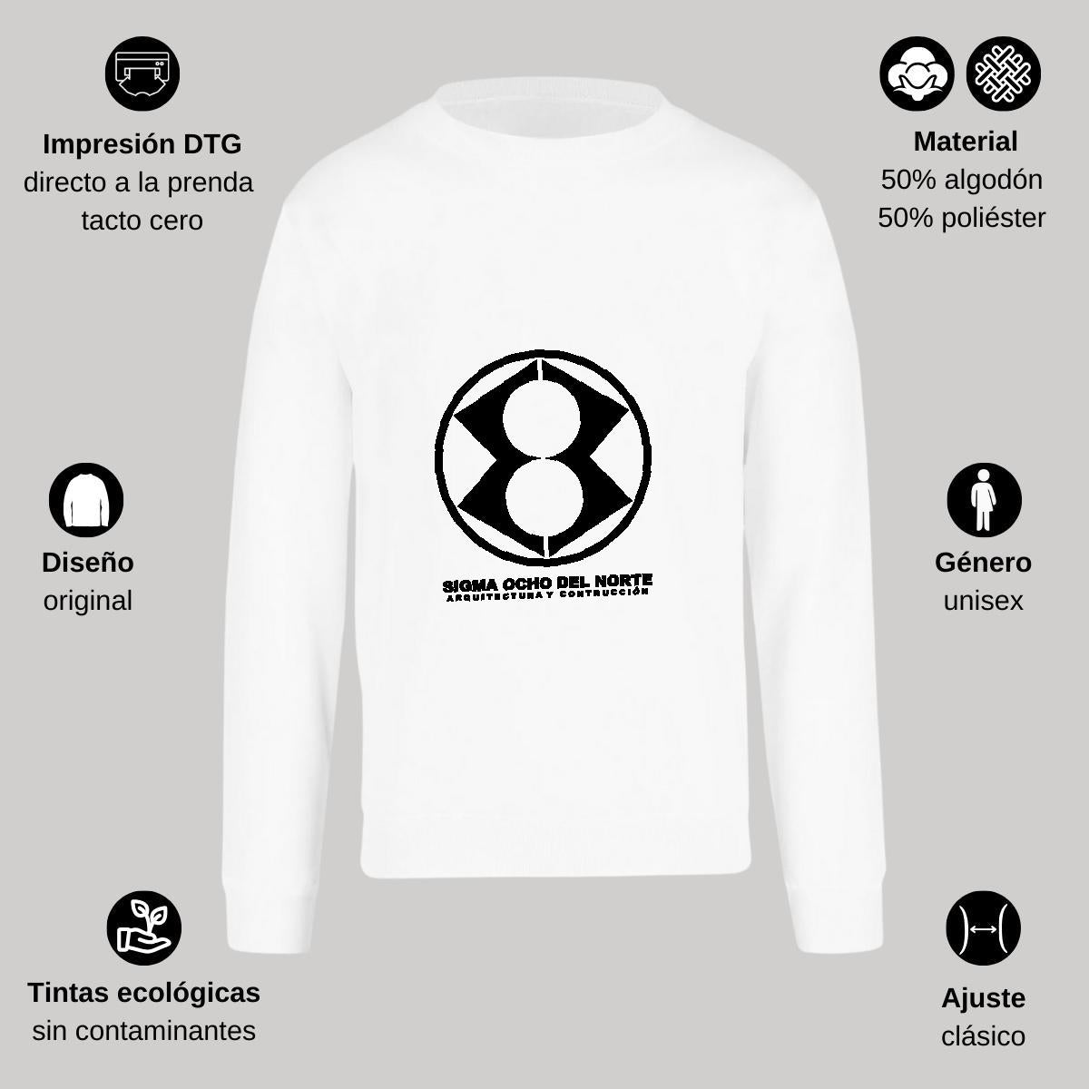 Sudadera Unisex Blanco Personalizable Logo