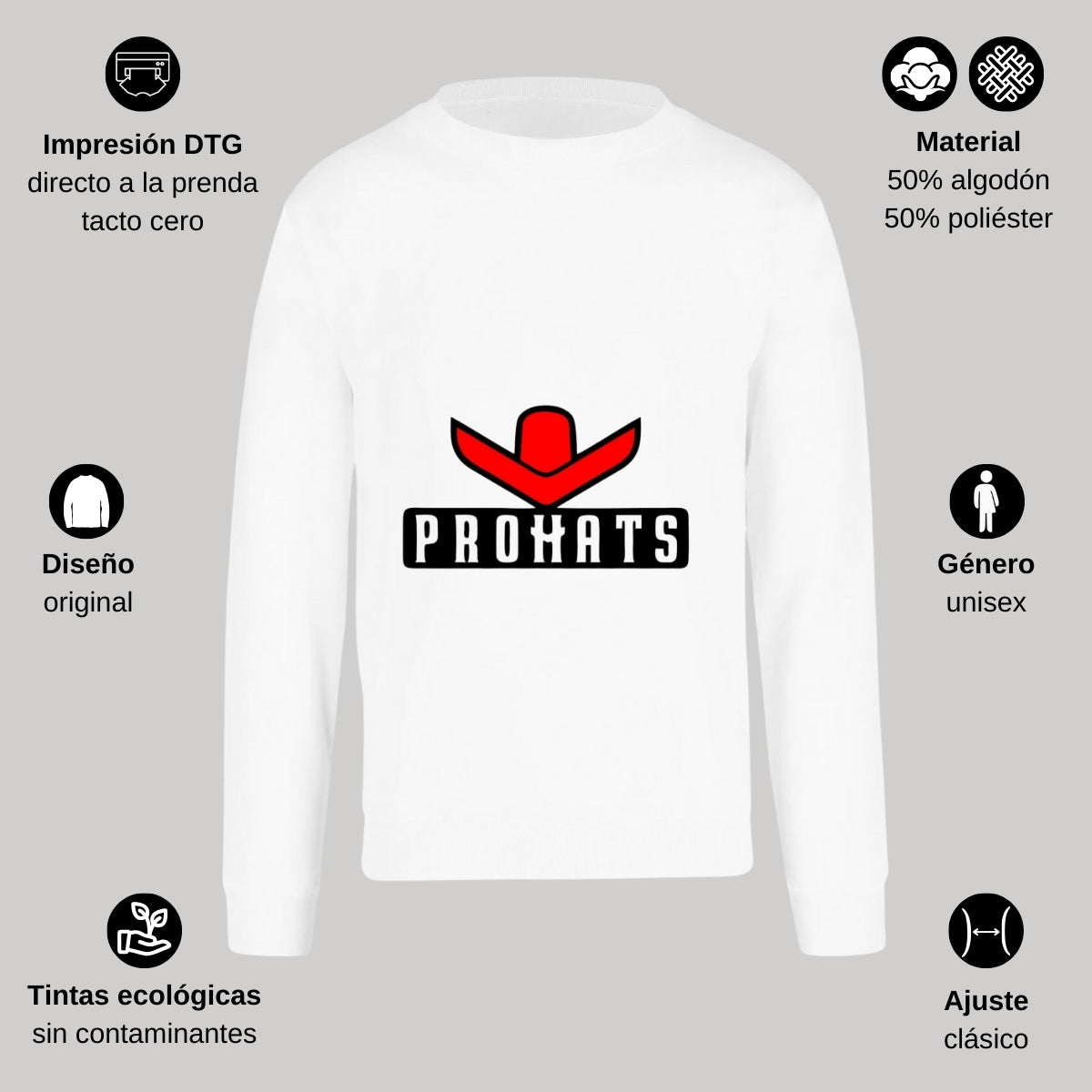 Sudadera Unisex Blanco Personalizable Logo