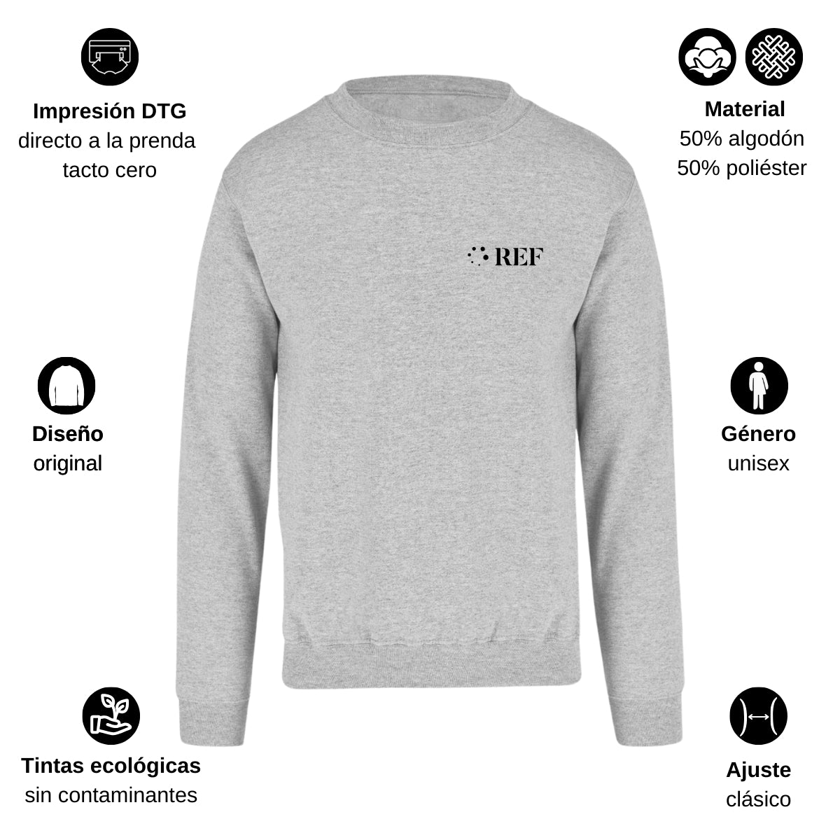 Sudadera Unisex Gris Personalizable Escudo
