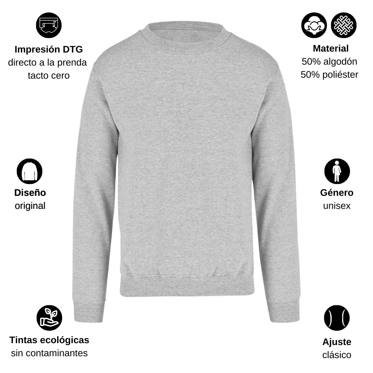 Sudadera Unisex Gris Personalizable Logo