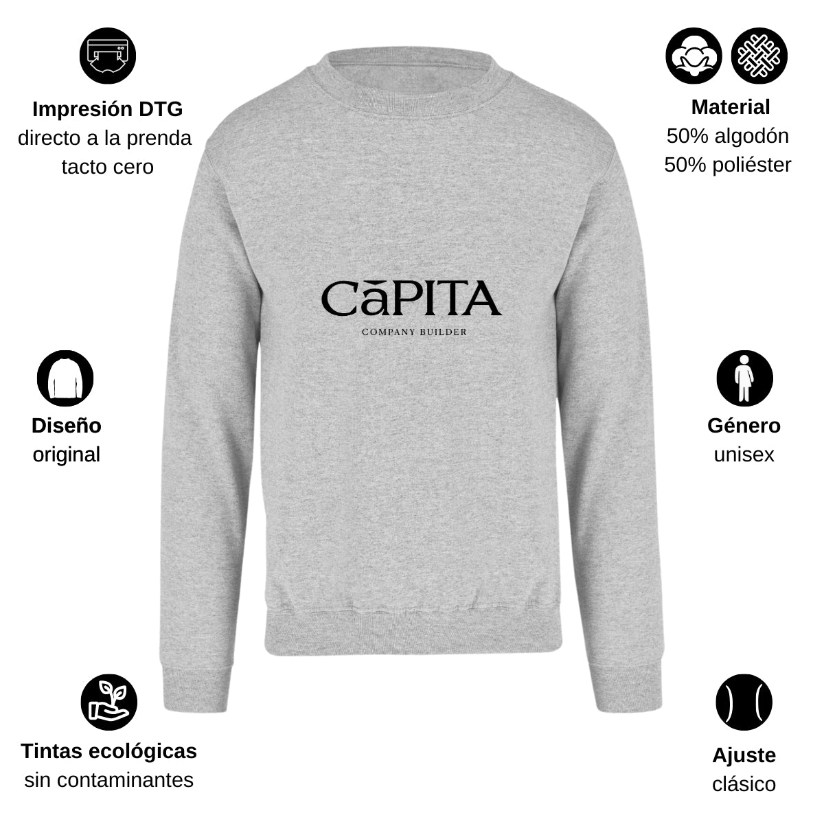 Sudadera Unisex Gris Personalizable Logo