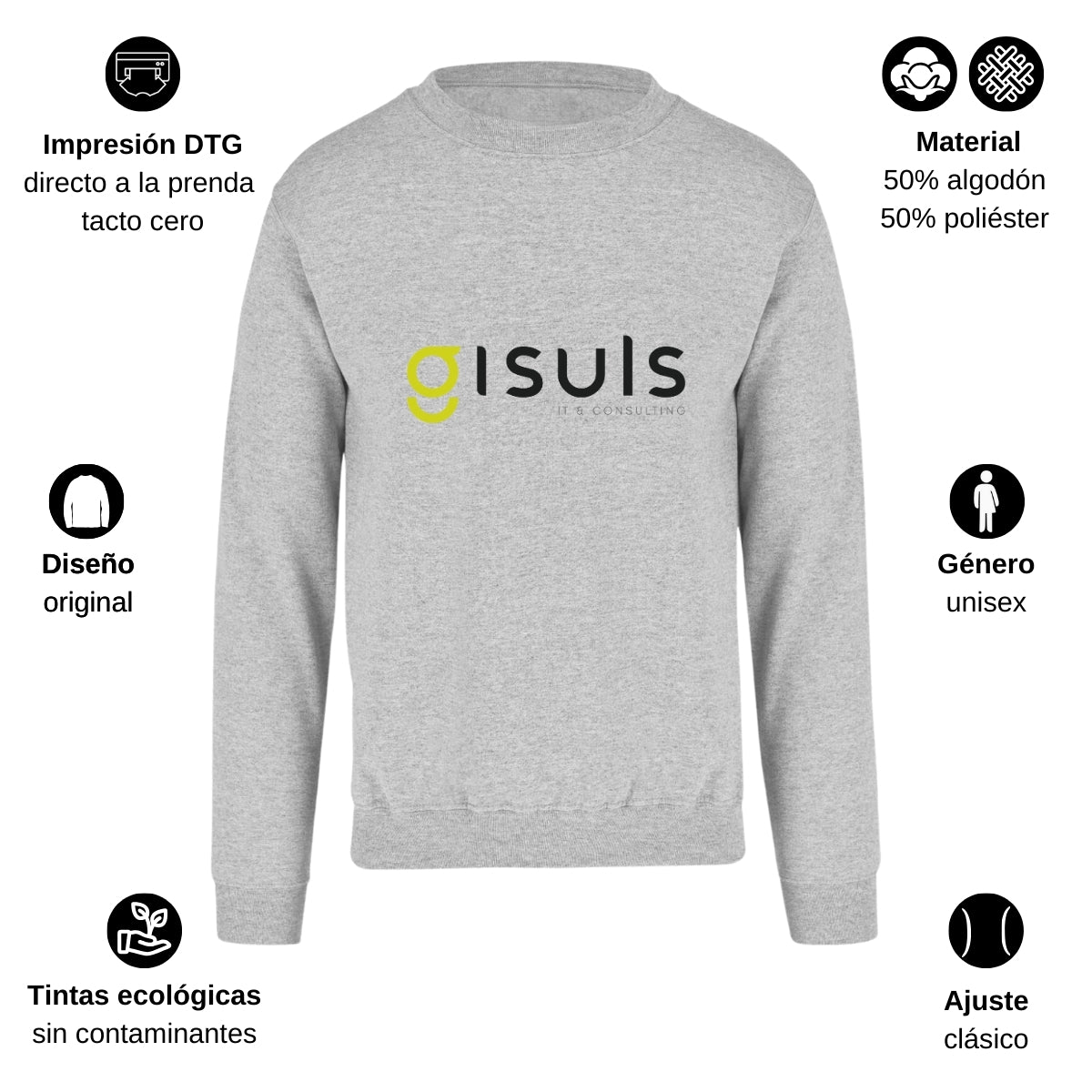 Sudadera Unisex Gris Personalizable Logo