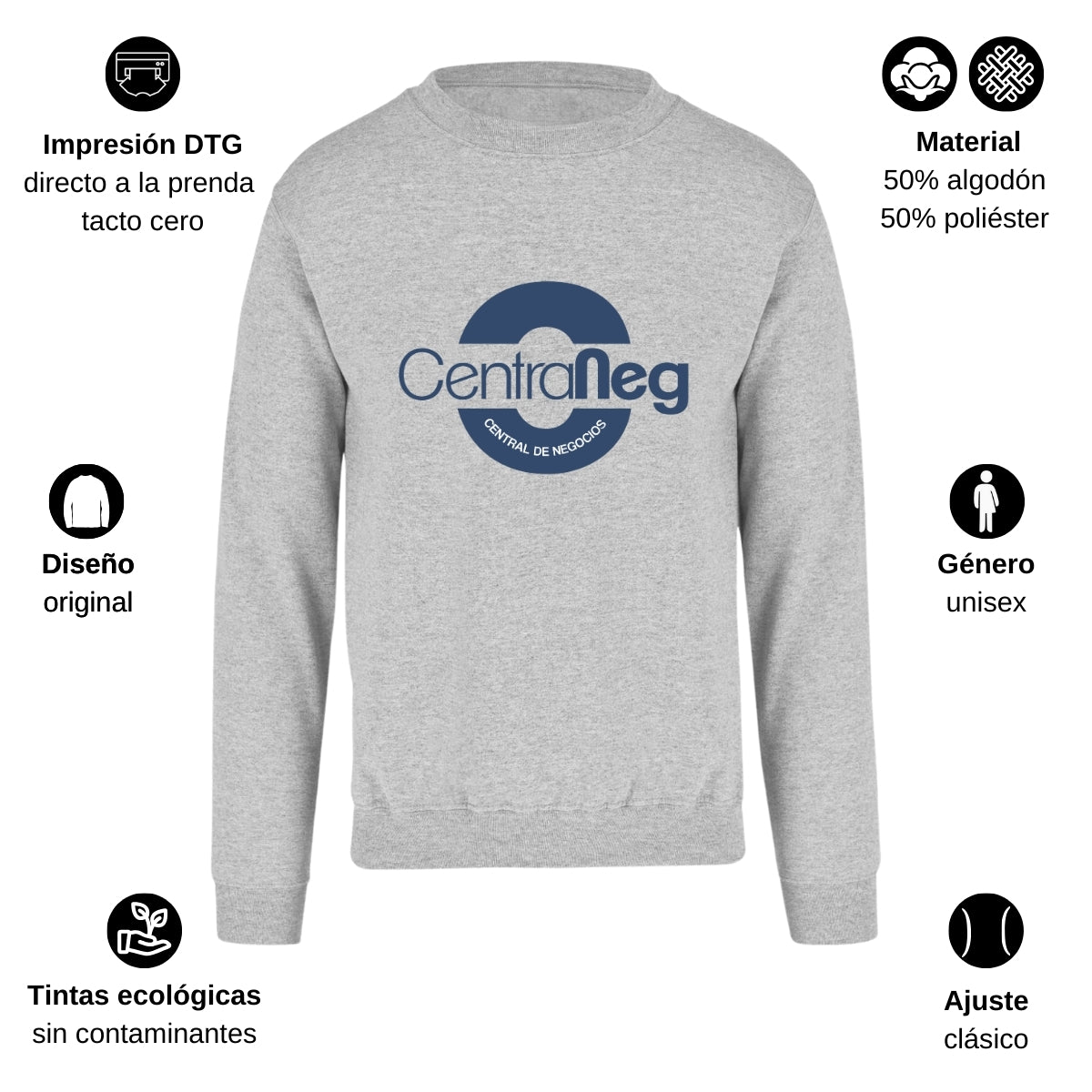 Sudadera Unisex Gris Personalizable Logo