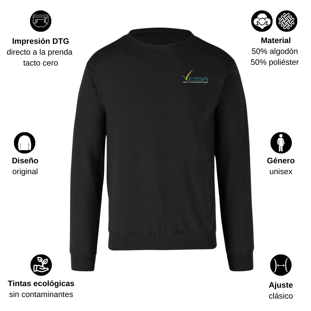 Sudadera Unisex Negro Personalizable Escudo