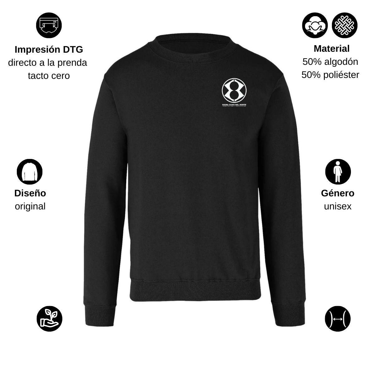 Sudadera Unisex Negro Personalizable Escudo