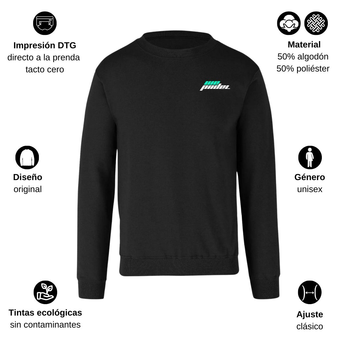 Sudadera Unisex Negro Personalizable Escudo