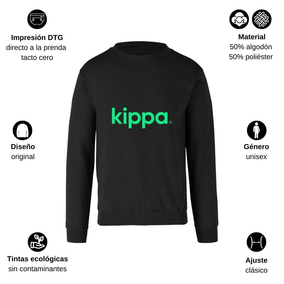 Sudadera Unisex Negro Personalizable Logo