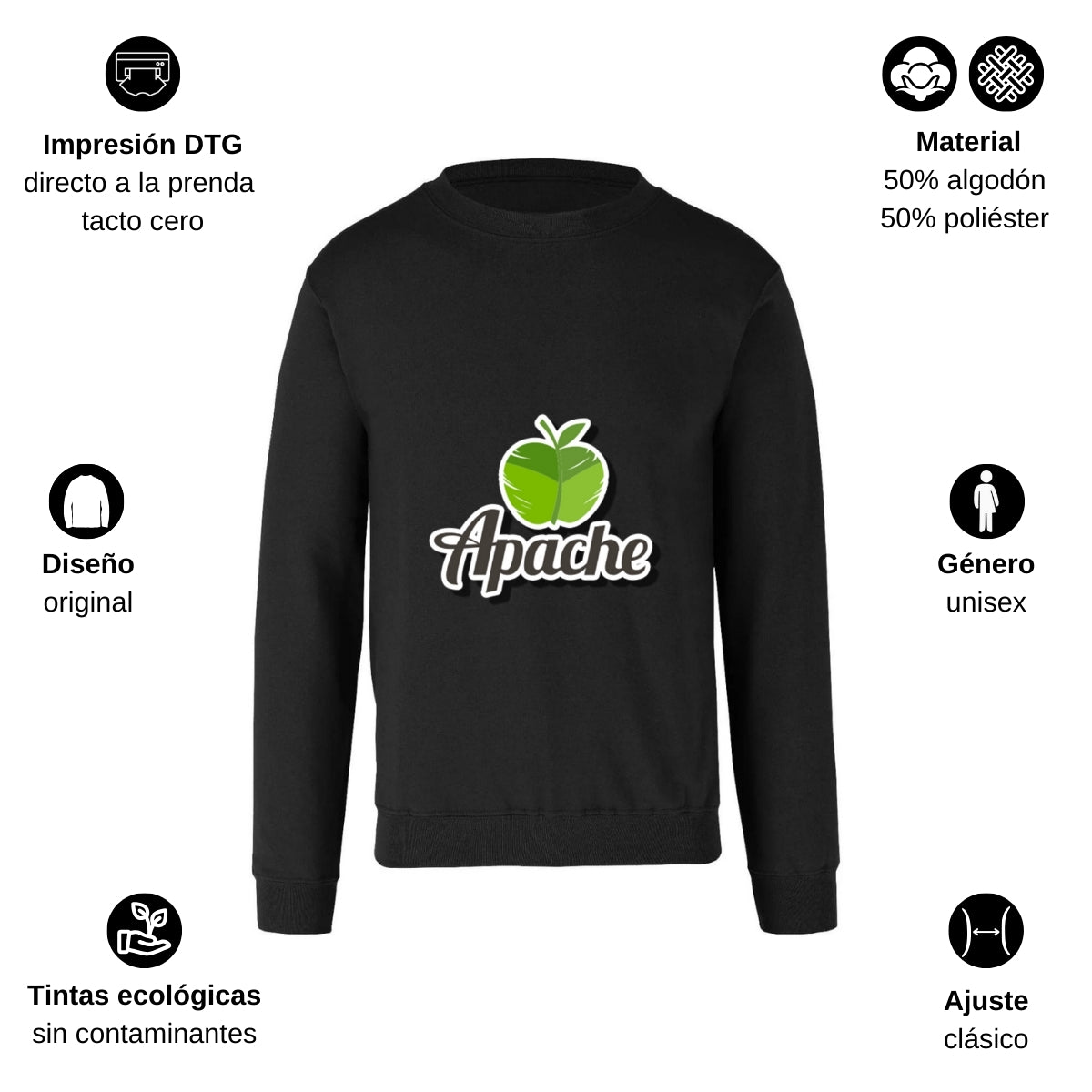 Sudadera Unisex Negro Personalizable Logo