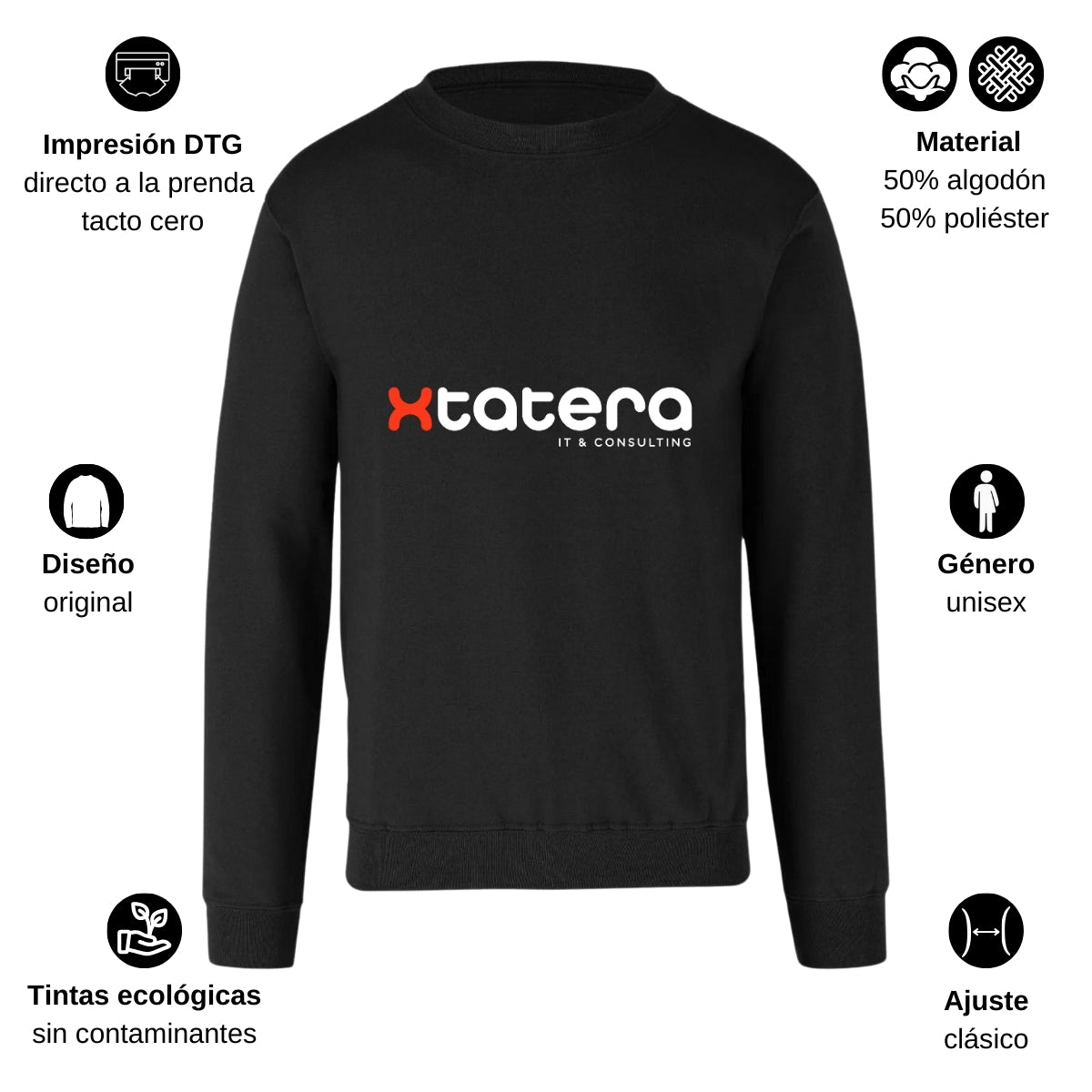 Sudadera Unisex Negro Personalizable Logo