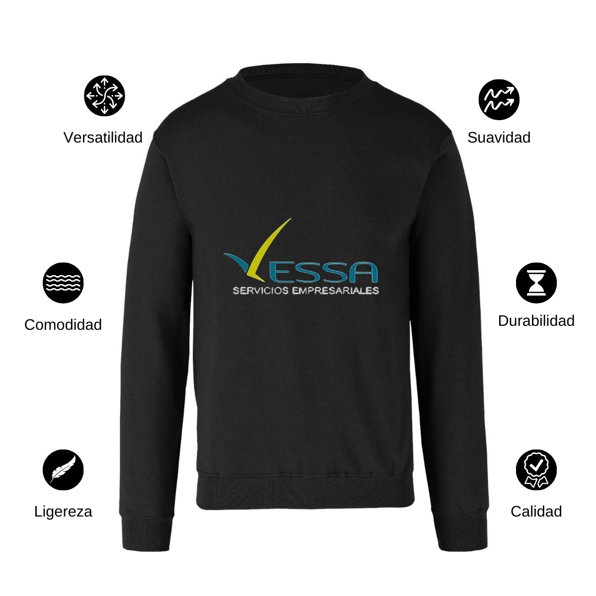 Sudadera Unisex Negro Personalizable Logo