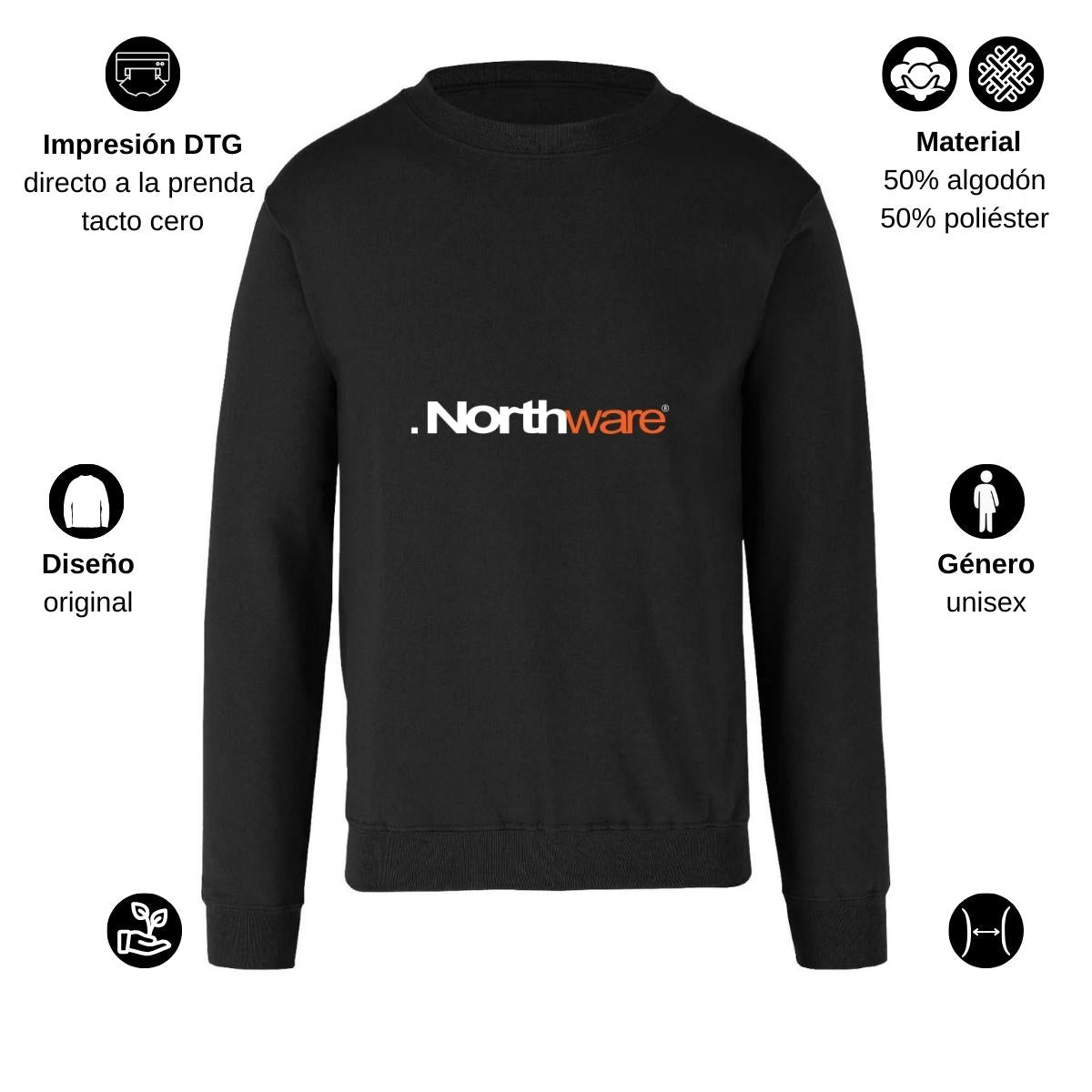 Sudadera Unisex Negro Personalizable Logo