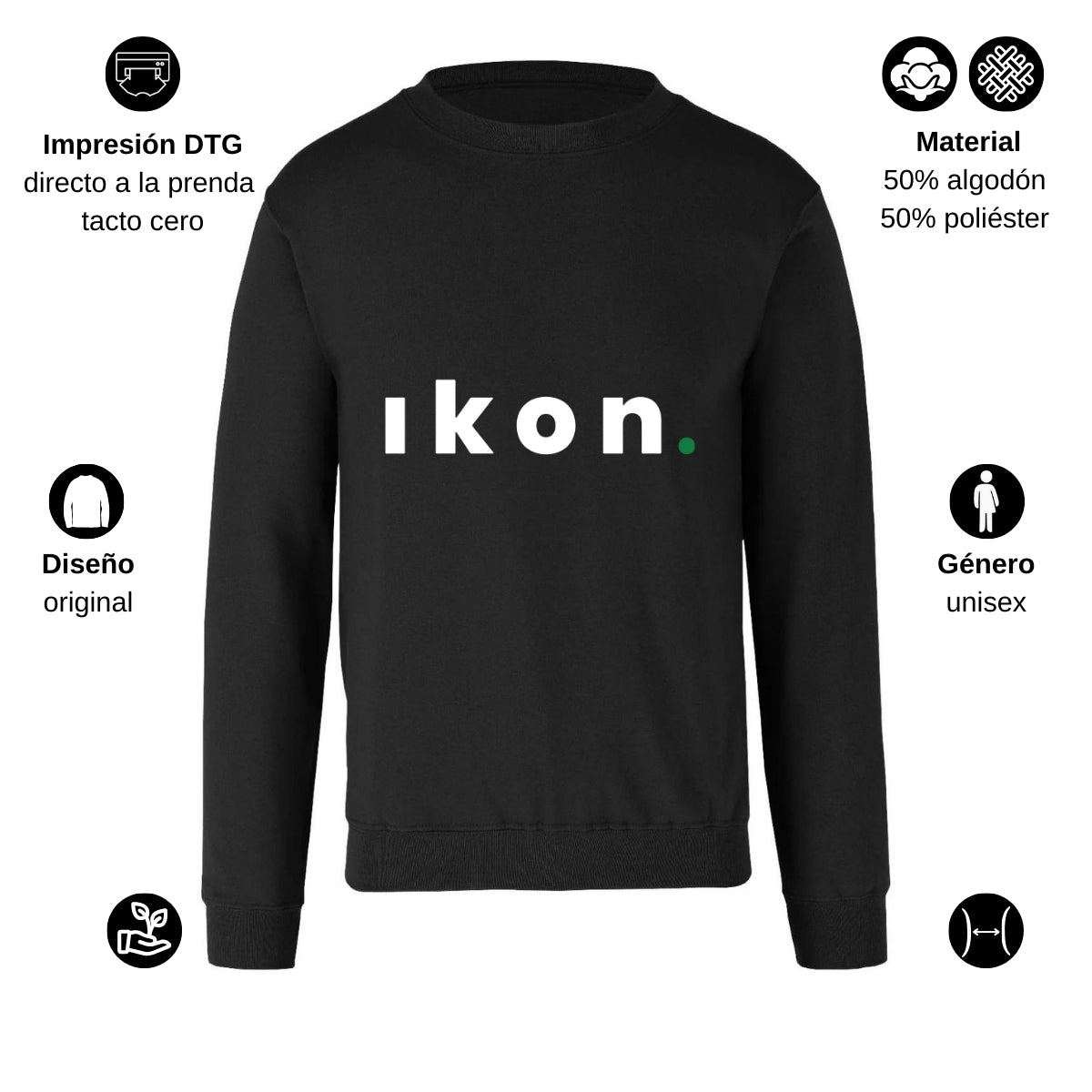Sudadera Unisex Negro Personalizable Logo