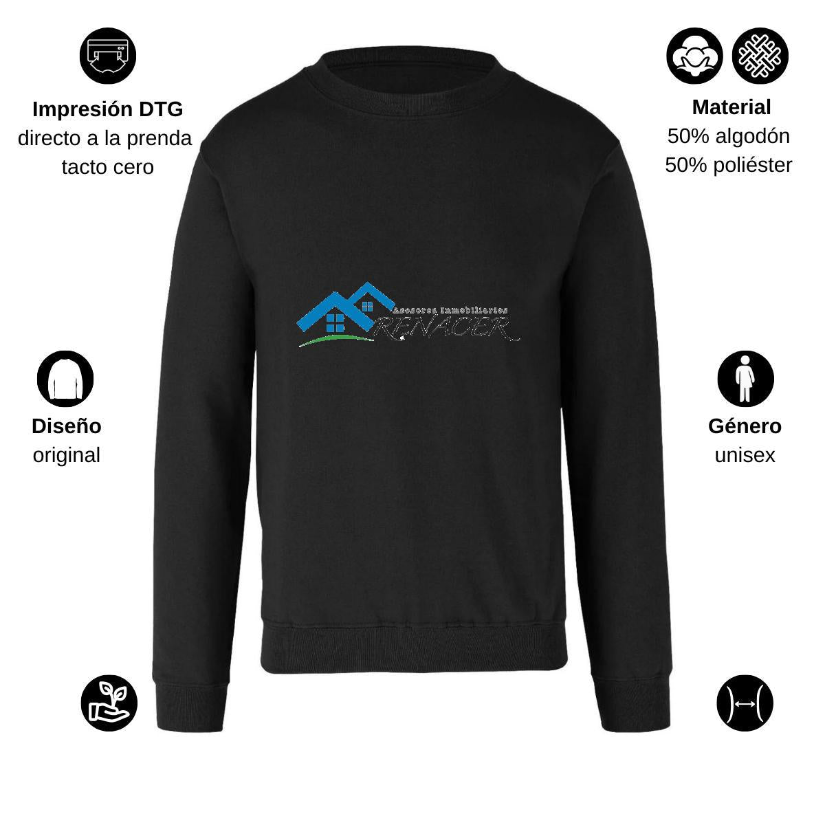 Sudadera Unisex Negro Personalizable Logo