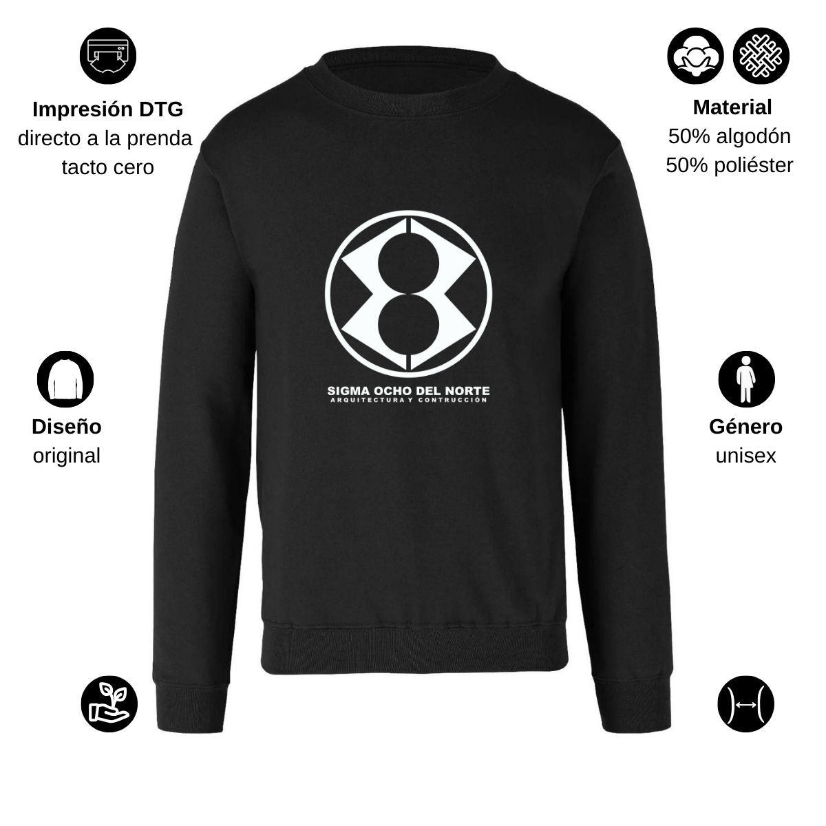 Sudadera Unisex Negro Personalizable Logo