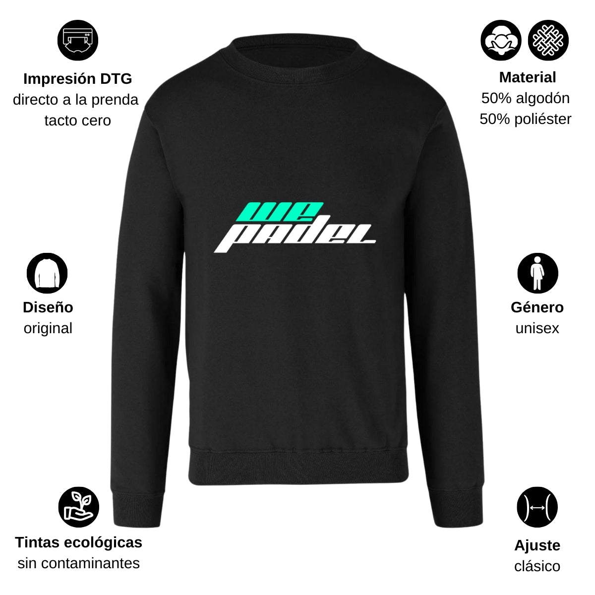 Sudadera Unisex Negro Personalizable Logo