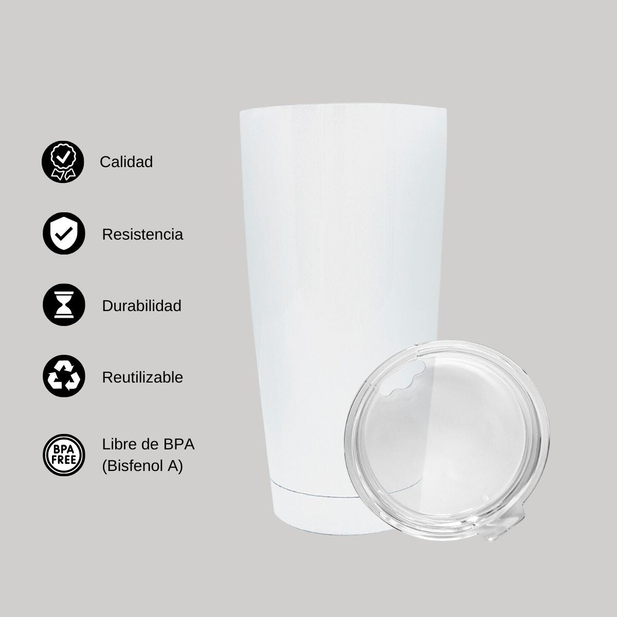 Termo Vaso Térmico 20 Oz Blanco Personalizable Logo