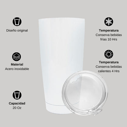 Termo Vaso Térmico 20 Oz Blanco Personalizable Logo