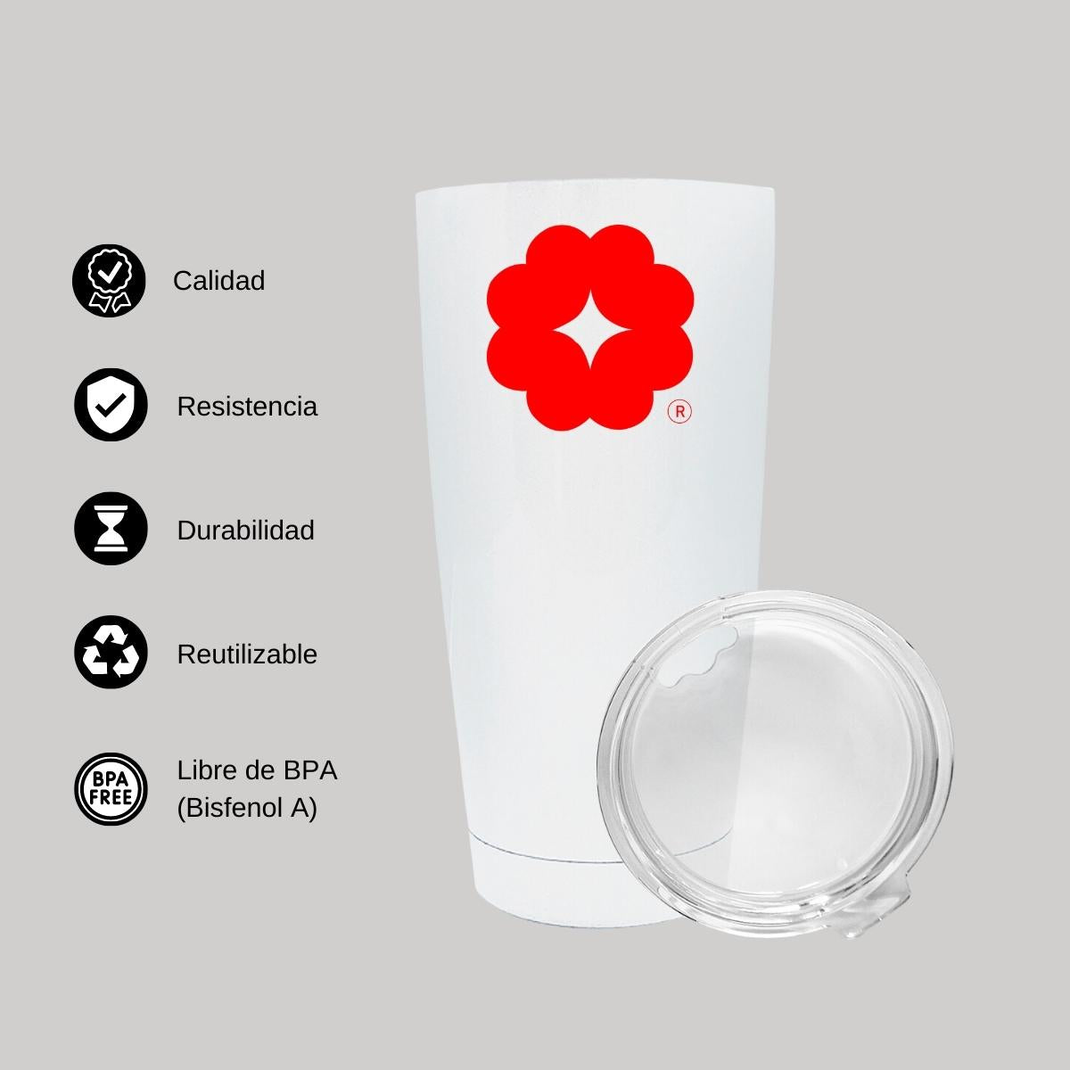 Termo Vaso Térmico 20 Oz Blanco Personalizable Logo