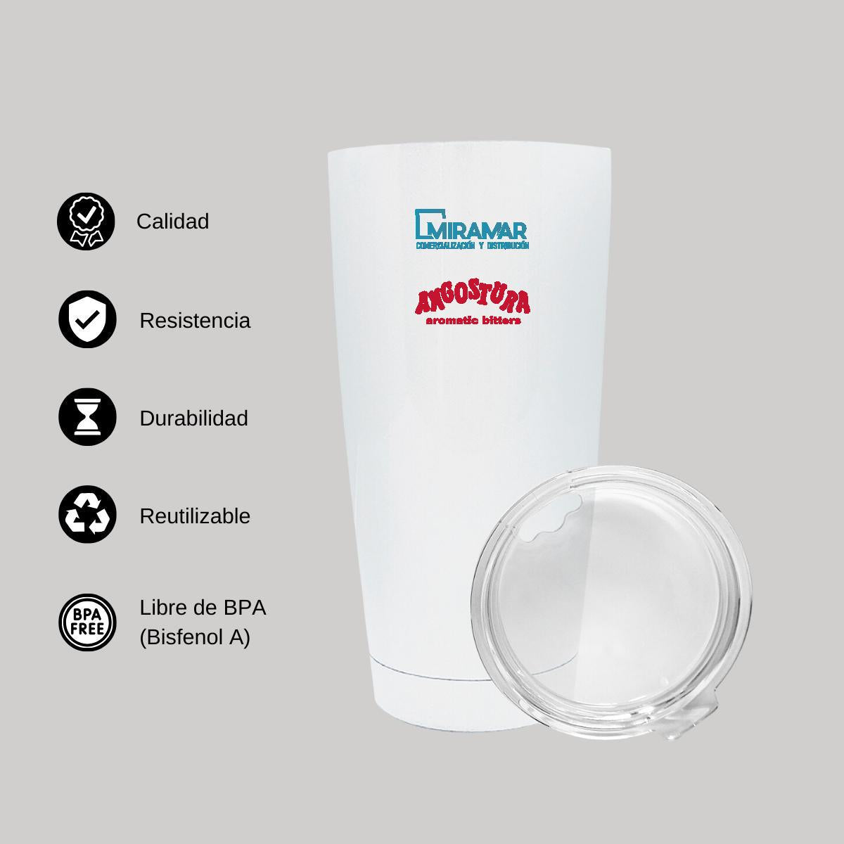Termo Vaso Térmico 20 Oz Blanco Personalizable Logo
